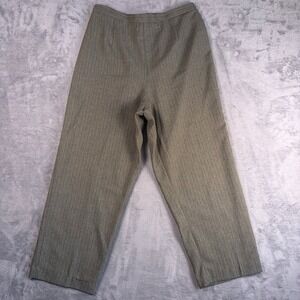 Perceptions Trousers Womens 16P Green Pinstripe High Rise Elastic Waist Academia